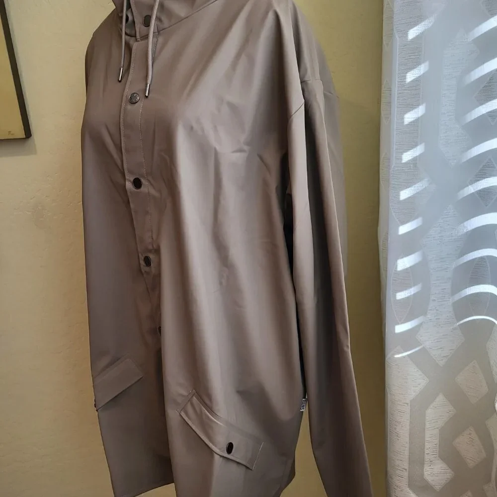 NWT Rains Unisex Waterproof Jacket Size Color Taupe Size XL - Picture 6 of 11